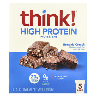 Высокобелковые батончики, Brownie Crunch, 5 шт., 2.1 oz (60 g) каждый