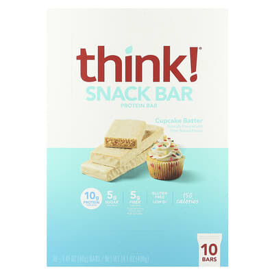 Протеиновый батончик Think!, Cupcake Batter, 10 шт, 1.41 oz (40 g) каждый