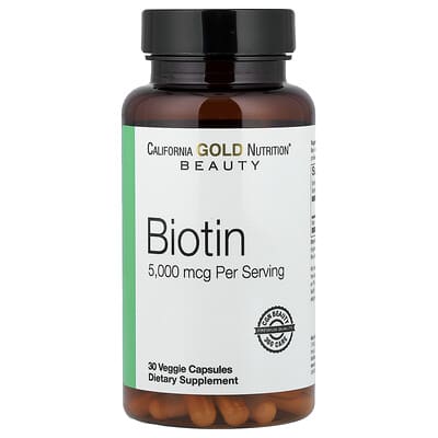 Биотин, 5,000 mcg, 30 вегетарианских капсул