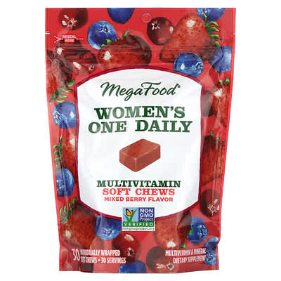 Женские мультивитамины MegaFood, Mixed Berry, 30 жевательных таблеток