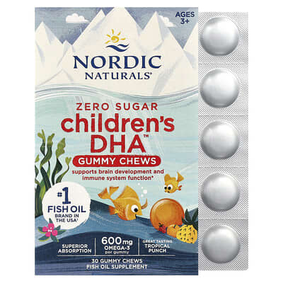 Children's DHA™ Gummy Chews, Ages 3+, Tropical Punch, 30 Gummies (355 mg per gummy)
