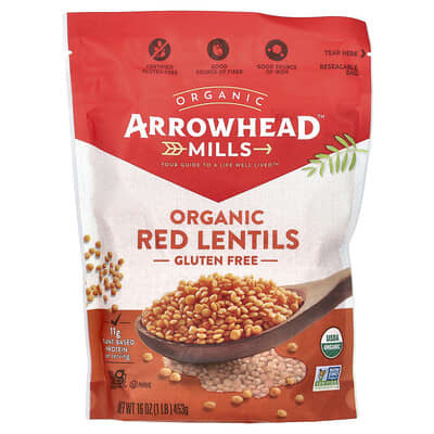 Organic Red Lentils, 16 oz (453 g)