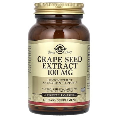 Экстракт виноградных косточек, 100 mg, 60 растительных капсул