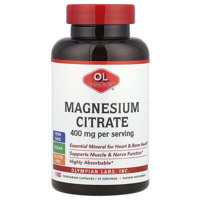 Magnesium Citrate, 100 Capsules (133 mg per Capsule)