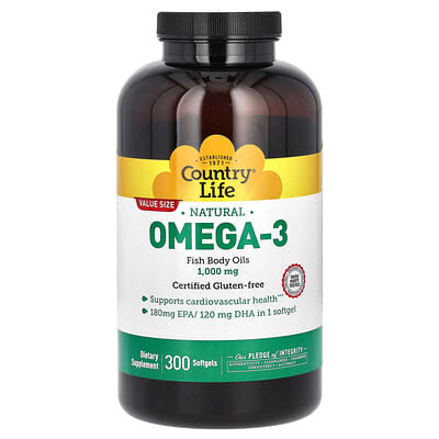 Натуральный Omega-3, 1,000 mg, 300 мягких капсул