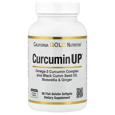 CurcuminUP™ с комплексом Omega-3 Curcumin, масло черного тмина, босвеллия и имбирь, 90 мягких желатиновых капсул