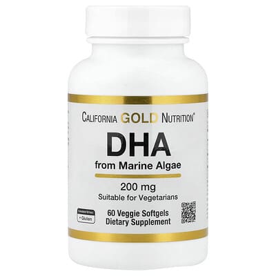 DHA из морских водорослей, 200 mg, 60 вегетарианских мягких капсул