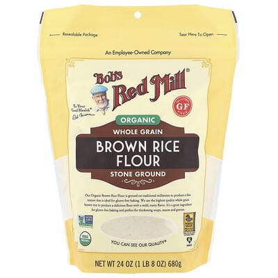 Органическая цельнозерновая мука из бурого риса, 24 oz (680 g)