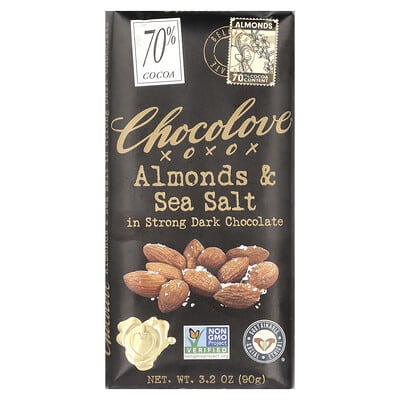 Шоколад Chocolove с миндалем и морской солью 70% Cocoa 3.2 oz (90 g)