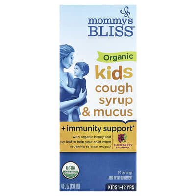 Mommy's Bliss органический сироп от кашля и слизи для детей, 1-12 лет, бузина, 4 fl oz (120 ml)