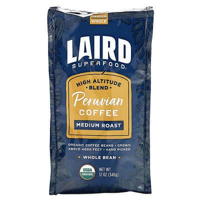 Кофе перуанский, цельное зерно, Medium Roast, 12 oz (340 g)