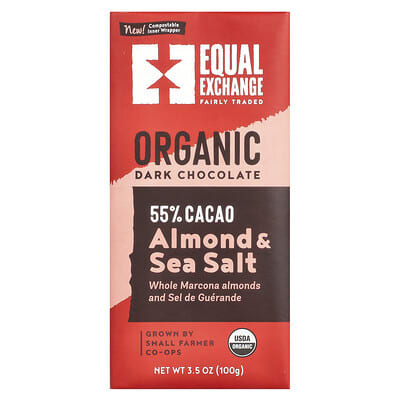 Темный шоколад Equal Exchange с миндалем и морской солью 100 g