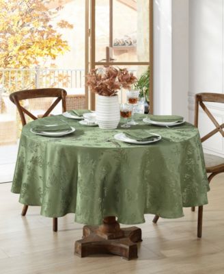 Elrene Elegant Woven Leaves Jacquard Damask Tablecloth, 70" Round
