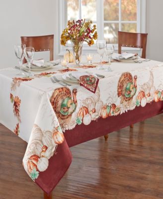 Elrene Holiday Turkey Bordered Fall Tablecloth, 60" x 120"
