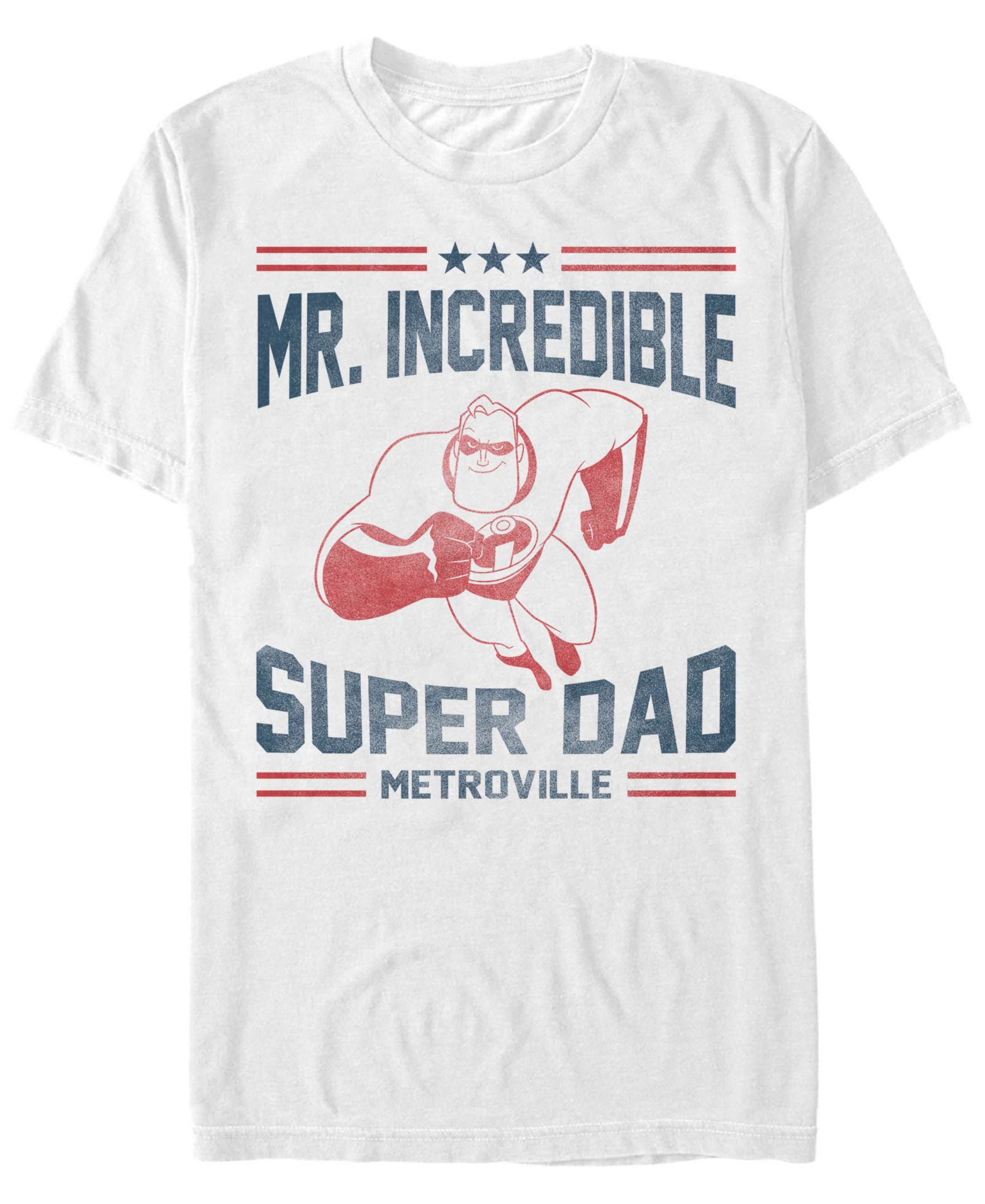 Disney Pixar Men’s The Incredibles Mr. Super Dad Metroville Short Sleeve T-Shirt