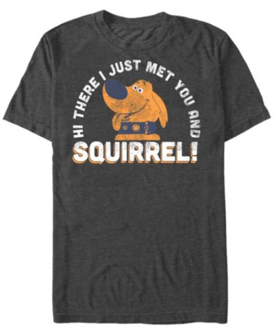 Disney Pixar Men's UP Dug Just Met and SQUIRREL Short Sleeve T-Shirt