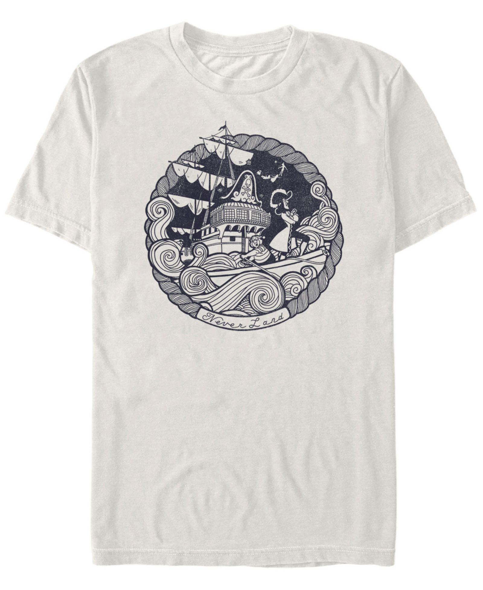 Disney Men's Peter Pan Captain Hook Ship Stamp Short Sleeve T-Shirt