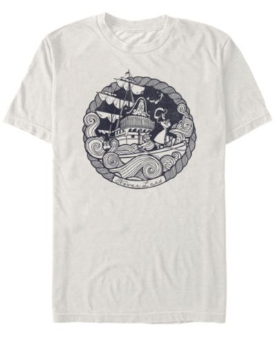 Disney Men's Peter Pan Captain Hook Ship Stamp Short Sleeve T-Shirt
