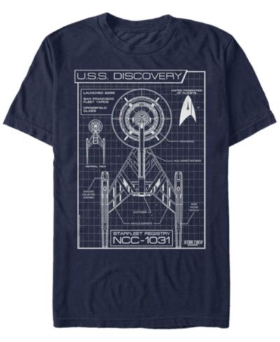 Мужская футболка Star Trek Discovery Ncc-1031 Schematic с коротким рукавом