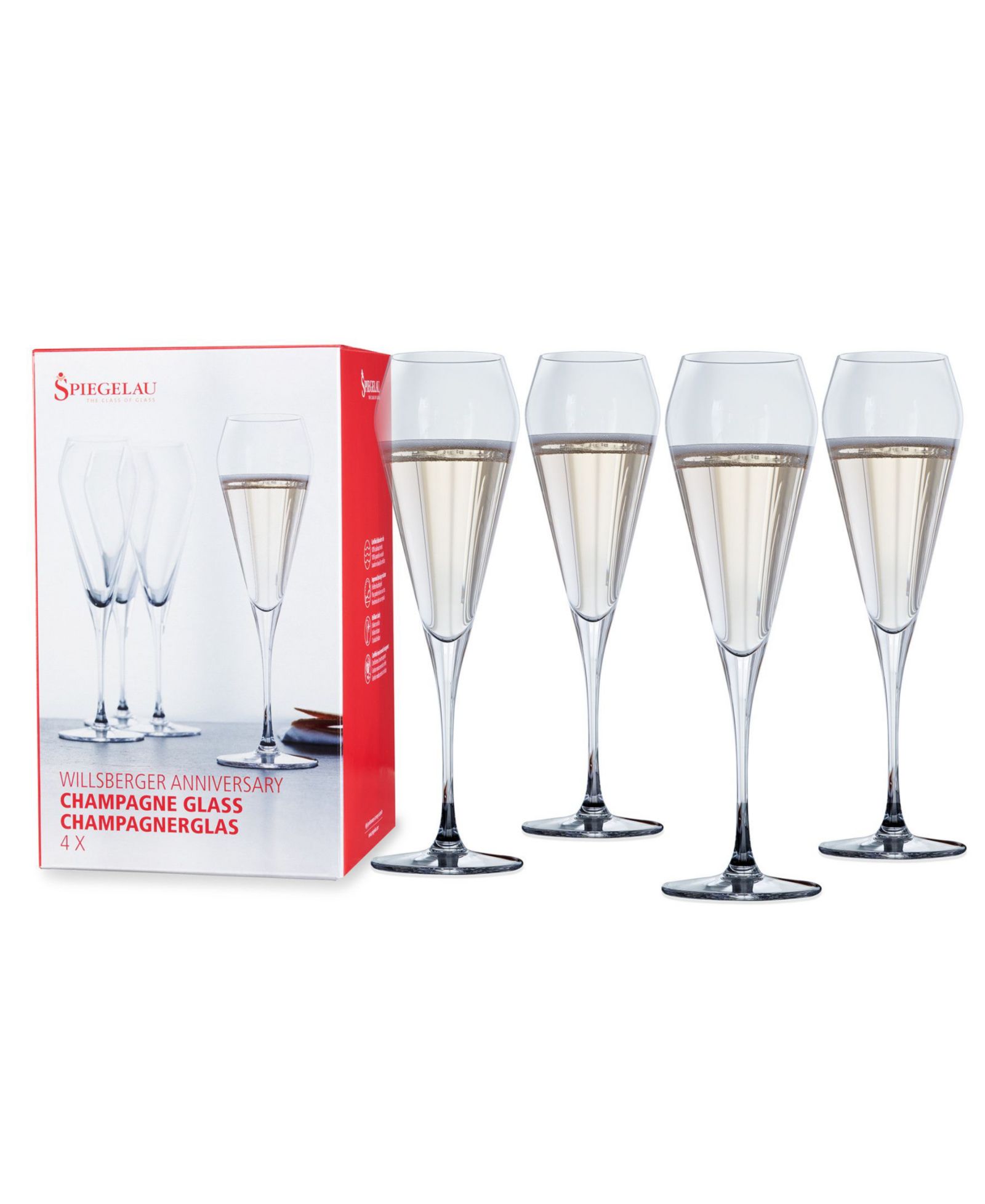 Spiegelau Willsberger бокалы для шампанского и вина, набор из 4 шт., 8.5 Oz