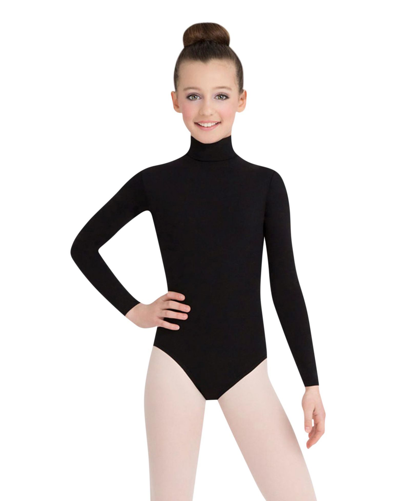 Capezio Team Basics Long Sleeve Turtleneck Leotard w/ Snaps - Girls