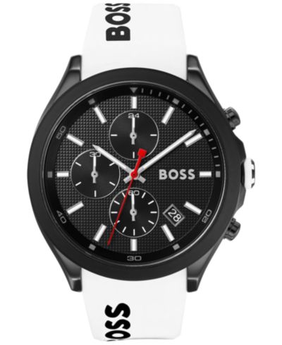 HUGO BOSS Men's Chronograph Velocity White Silicone Strap Watch 45mm