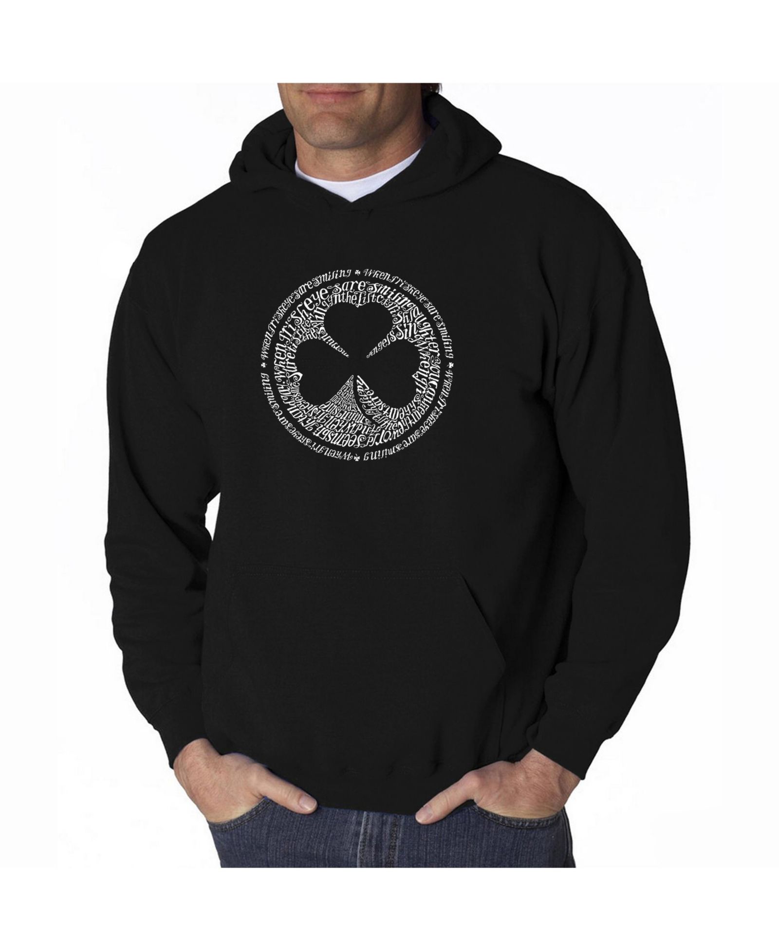 LA Pop Art Men's Word Art Hoodie - Irish Eyes Clover