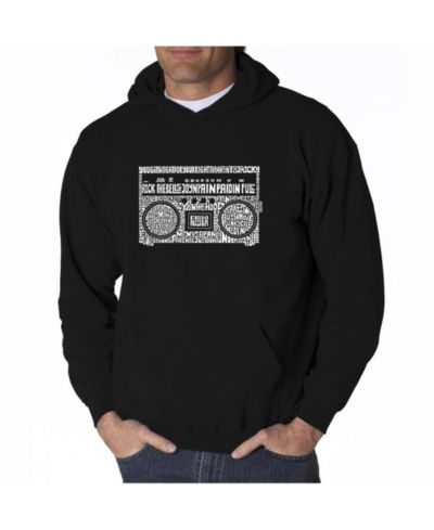 LA Pop Art Men's Word Art Hooded Sweatshirt - Greatest Rap Hits of The 1980's