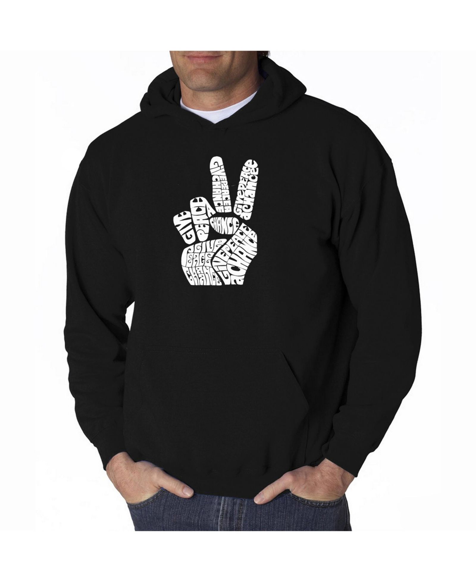 LA Pop Art Мужской свитшот с капюшоном Word Art - Peace Fingers