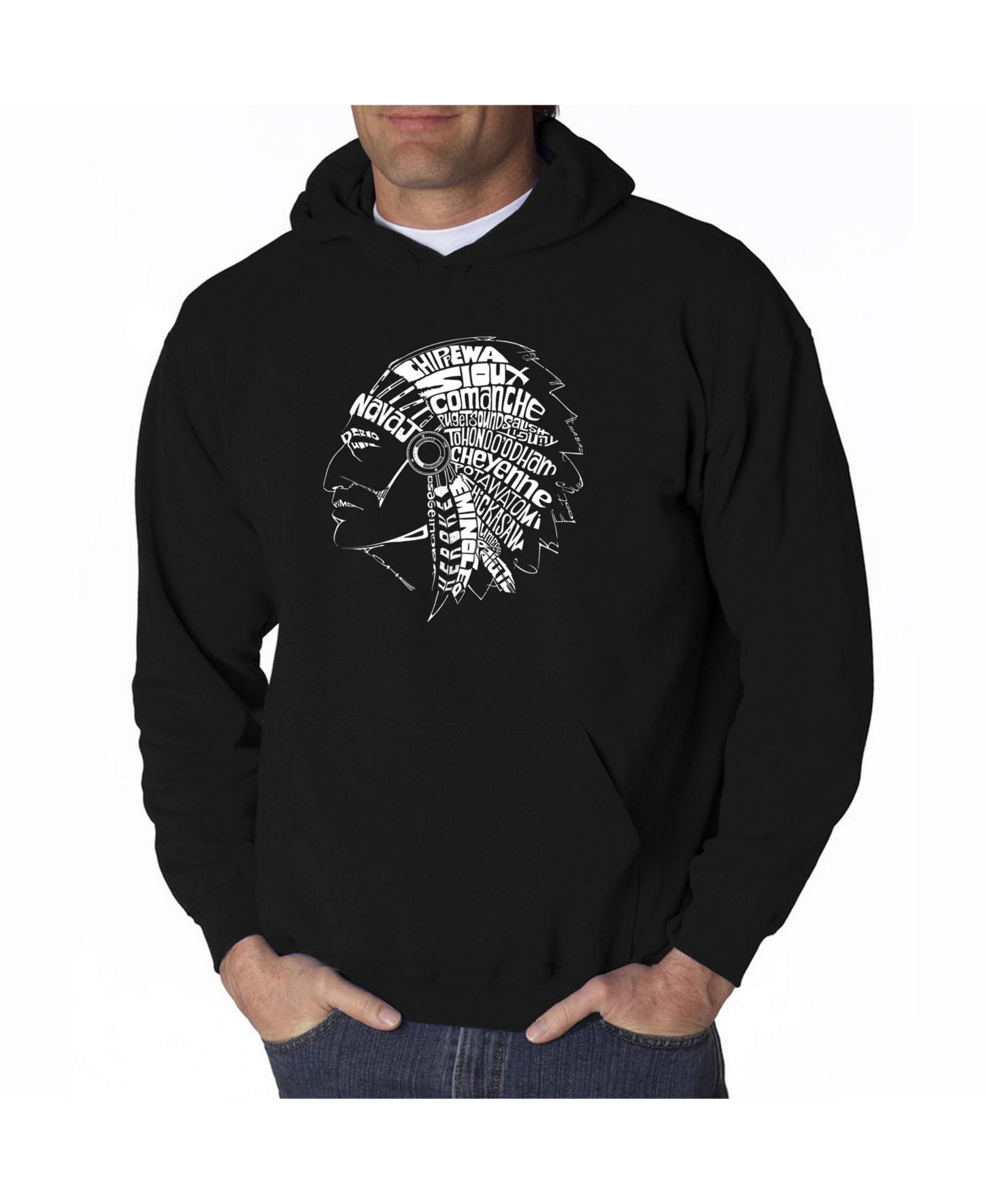 LA Pop Art Men's Word Art Hooded Sweatshirt