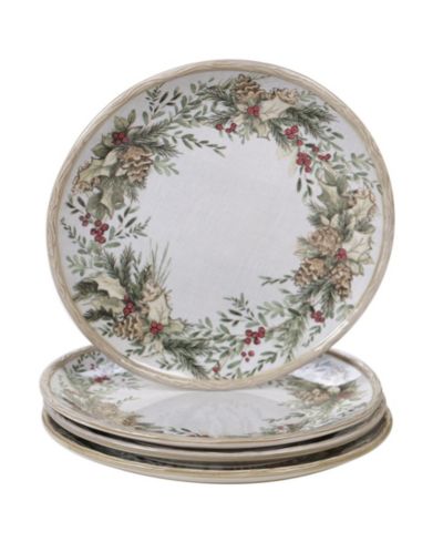 Certified International Holly & Ivy Dinner Plates, Set of 4