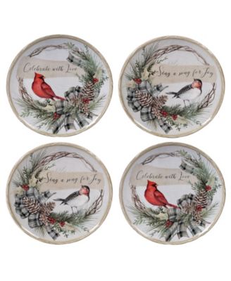 Certified International Holly and Ivy Dessert Plates, Set of 4
