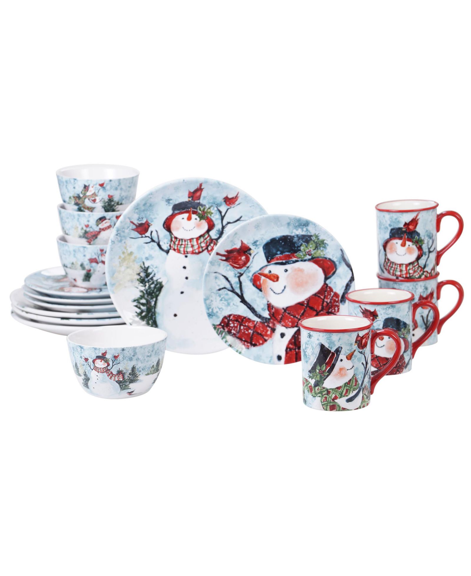 Certified International Watercolor Snowman 16 Pc. Dinnerware Set, Service for 4