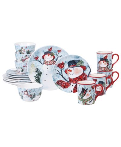 Certified International Watercolor Snowman 16 Pc. Dinnerware Set, Service for 4