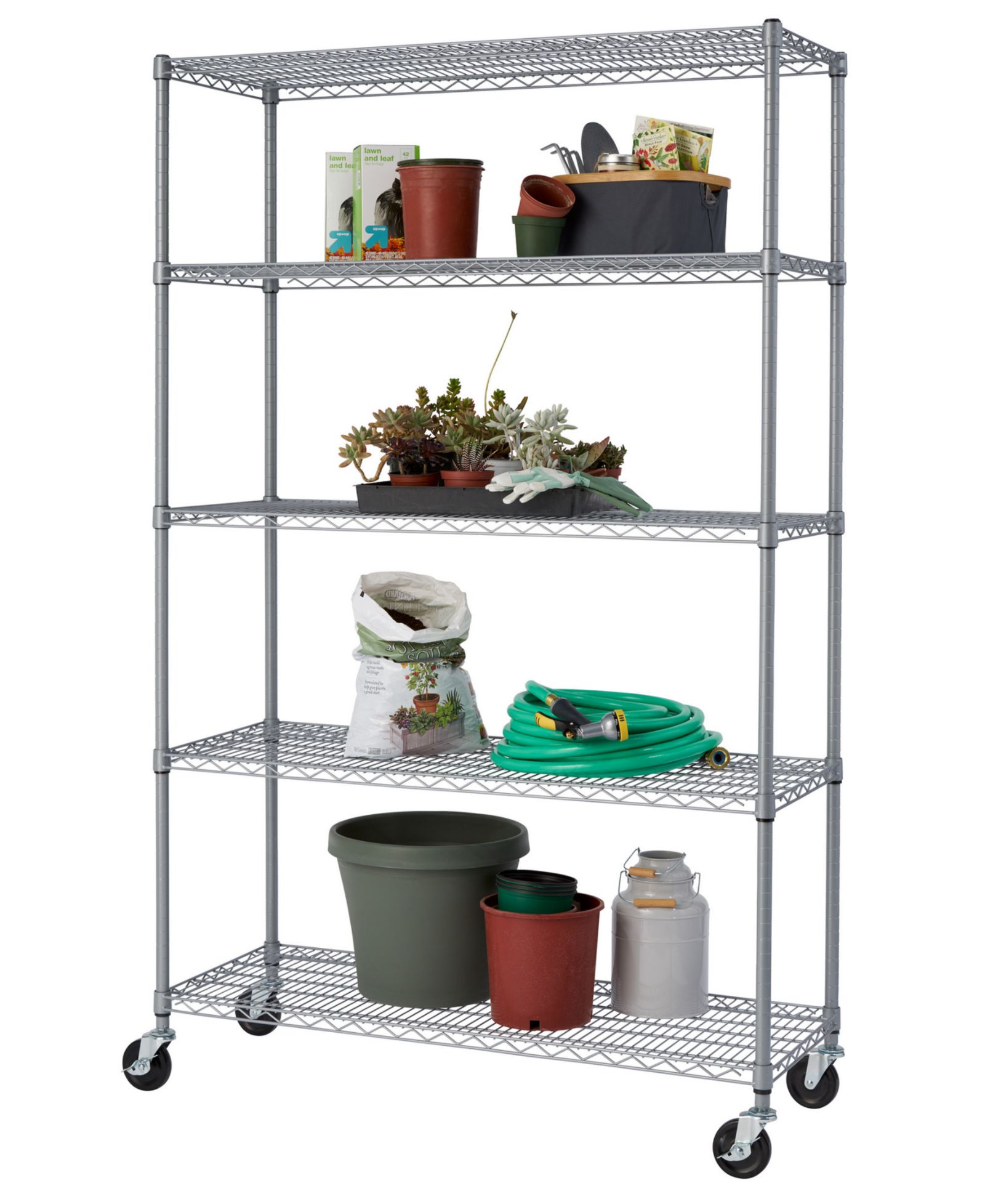 TRINITY 5-Tier Outdoor Wire Shelving Rack with NSF Includes Wheels