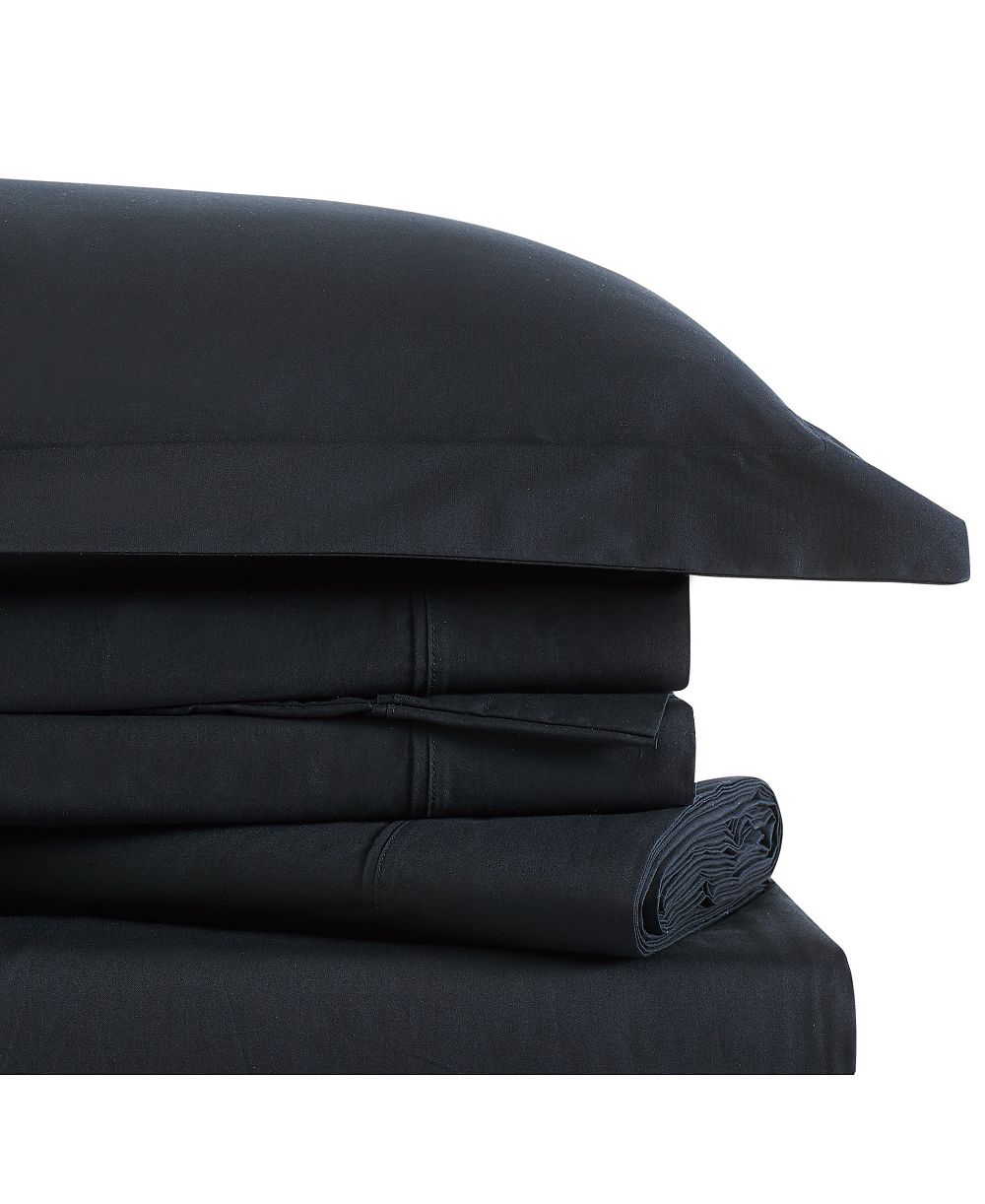 Brooklyn Loom Solid Cotton Percale 3-Pc. Sheet Set, Twin XL