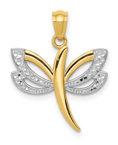 Подвеска Dragonfly из 14k желтого золота и родия