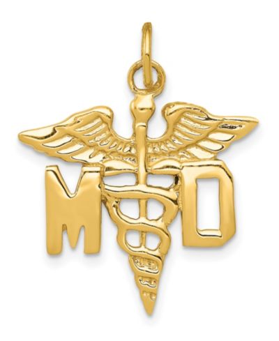 M.D. Подвеска Caduceus из желтого золота 14k