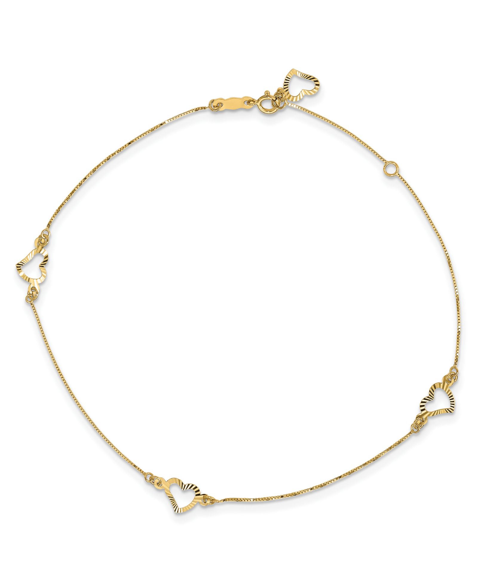 Браслет с сердцем и регулируемой удлинителем 1" из золота 14k