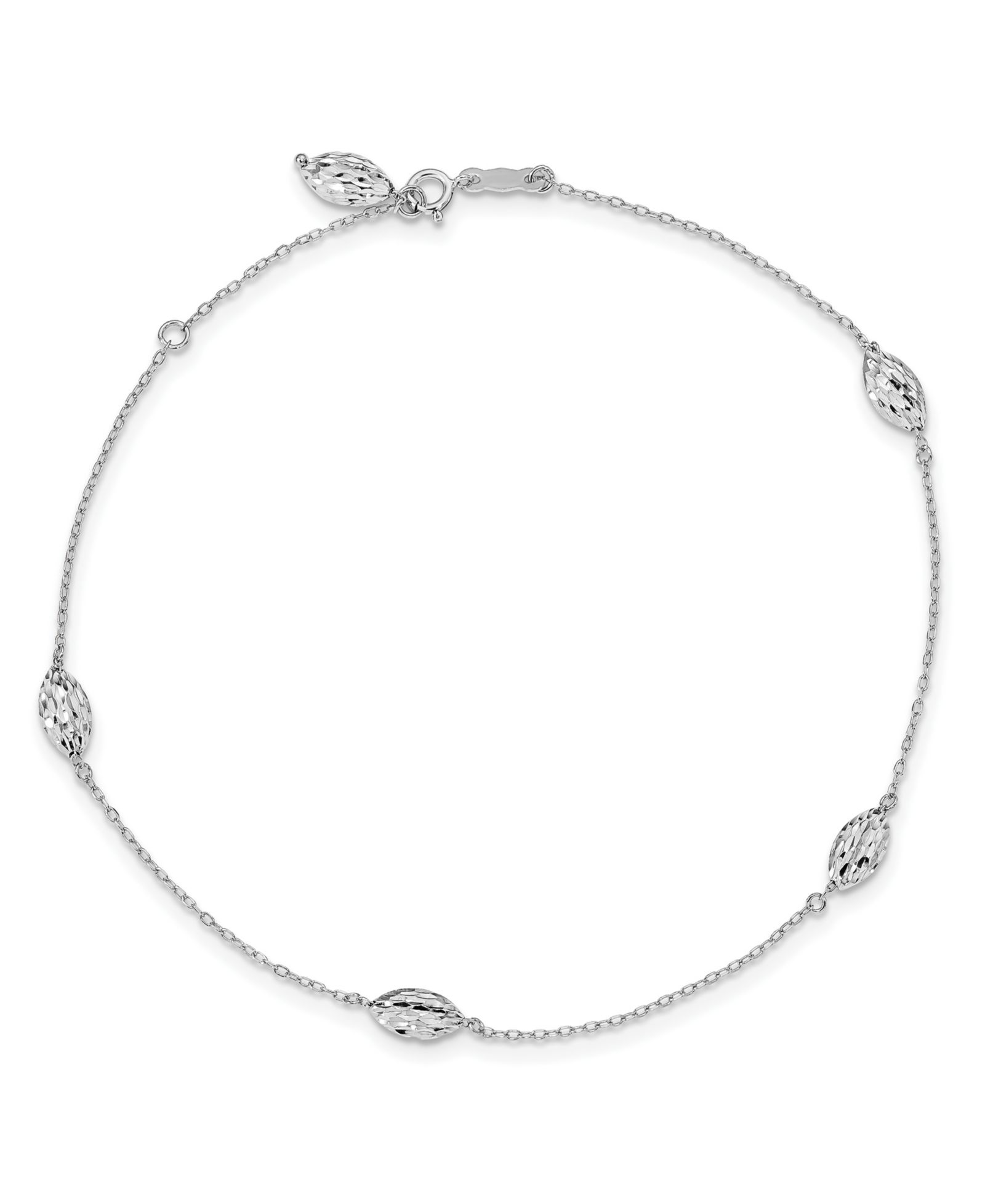 Браслет на ногу из белого золота 14k с бусинами из риса