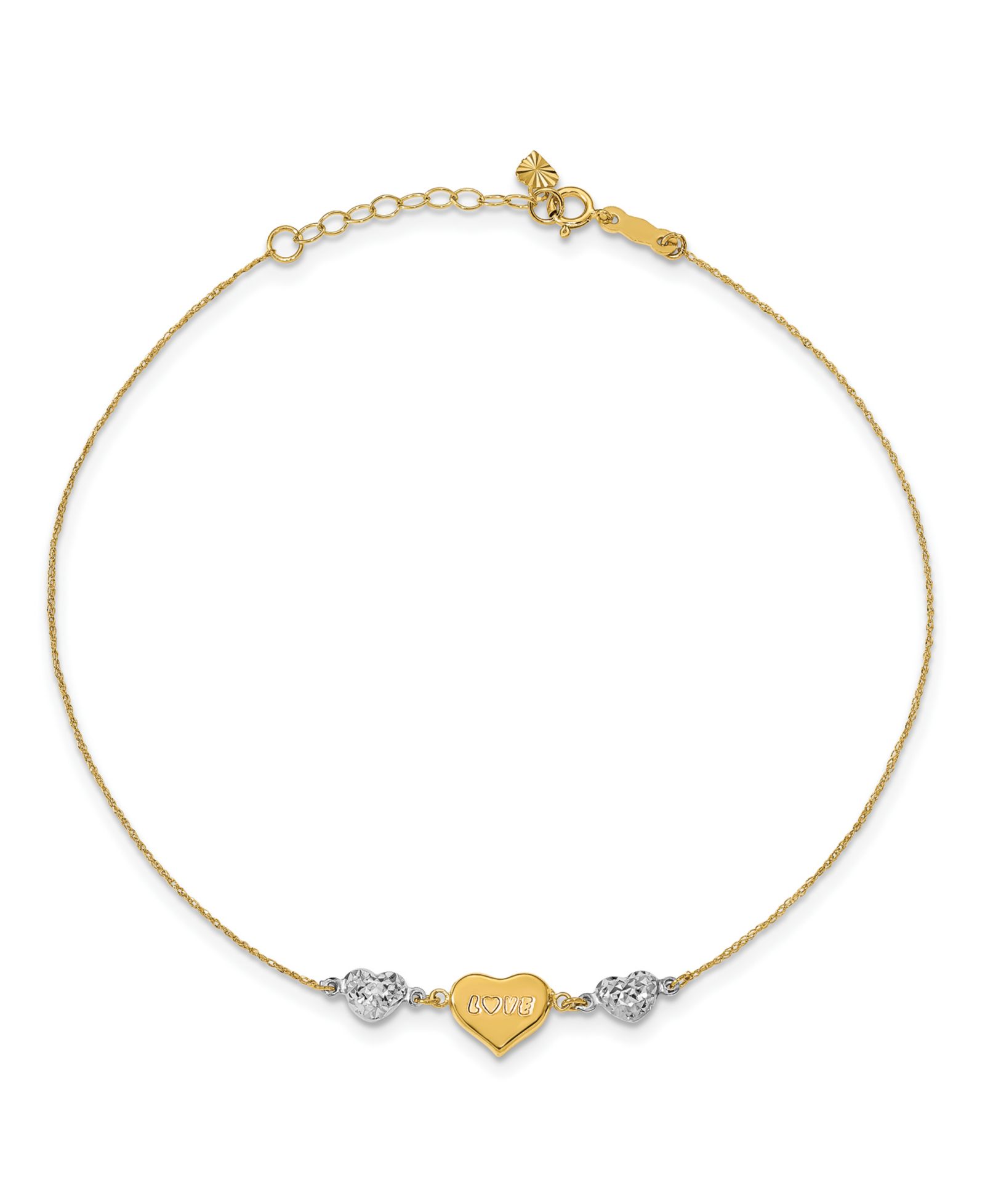 Браслет Puffed Heart "Love" в 14k Yellow and White Gold