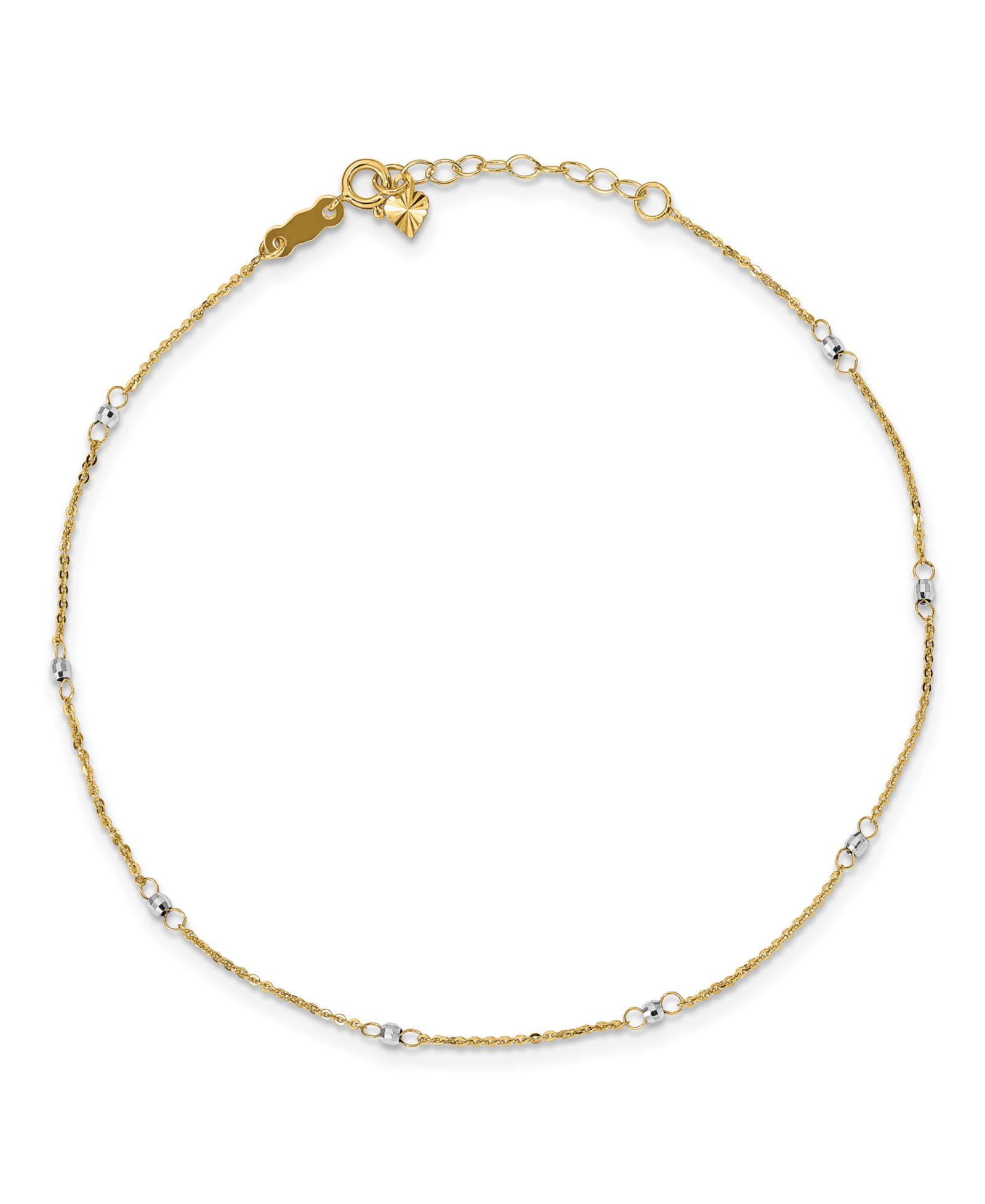 Браслет с подвеской из белого и желтого золота 14k White and Yellow Gold