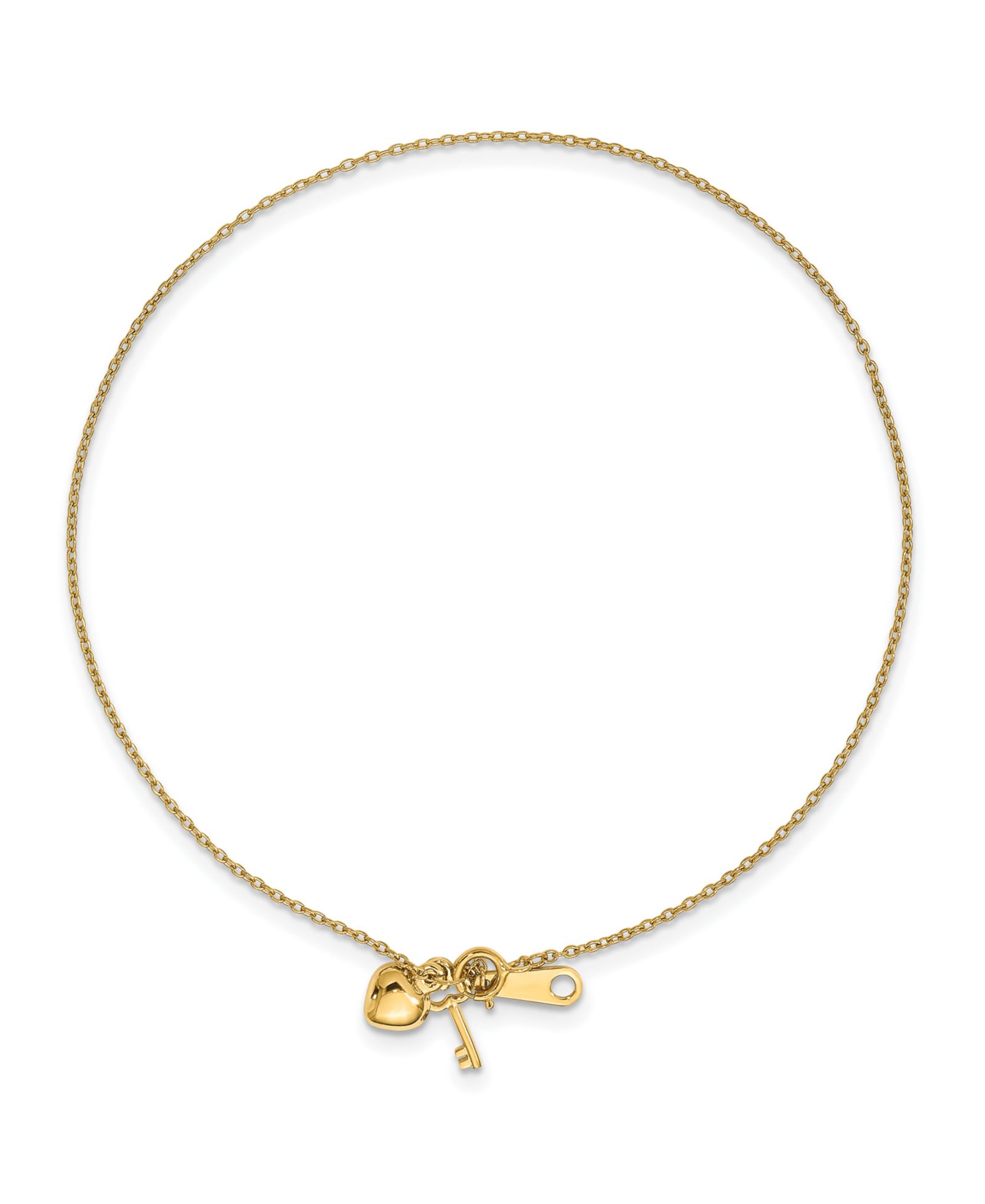 Браслет на лодыжку Heart and Key из золота 14k