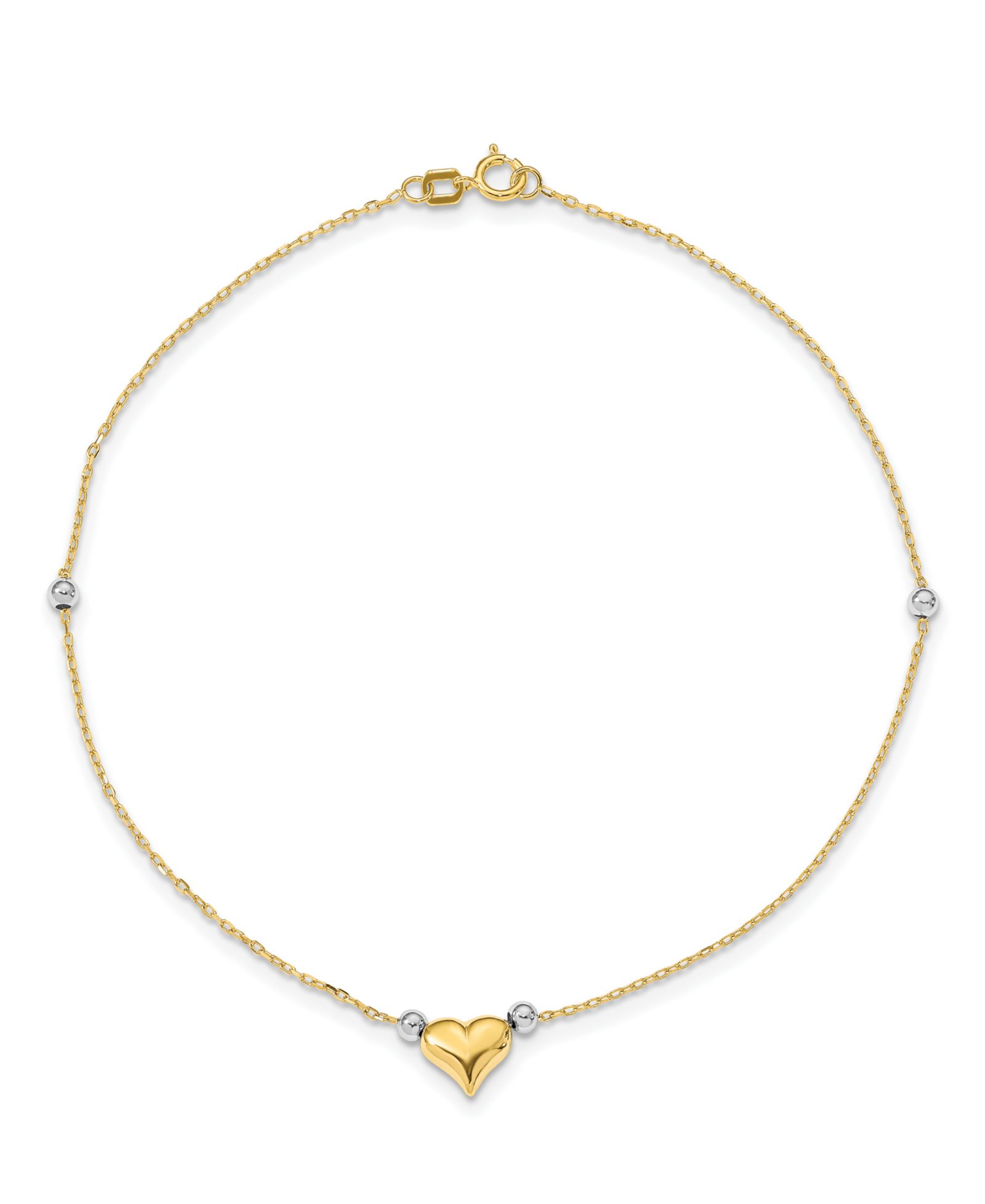 Браслет с подвеской Puffed Heart из 14k желтого и белого золота