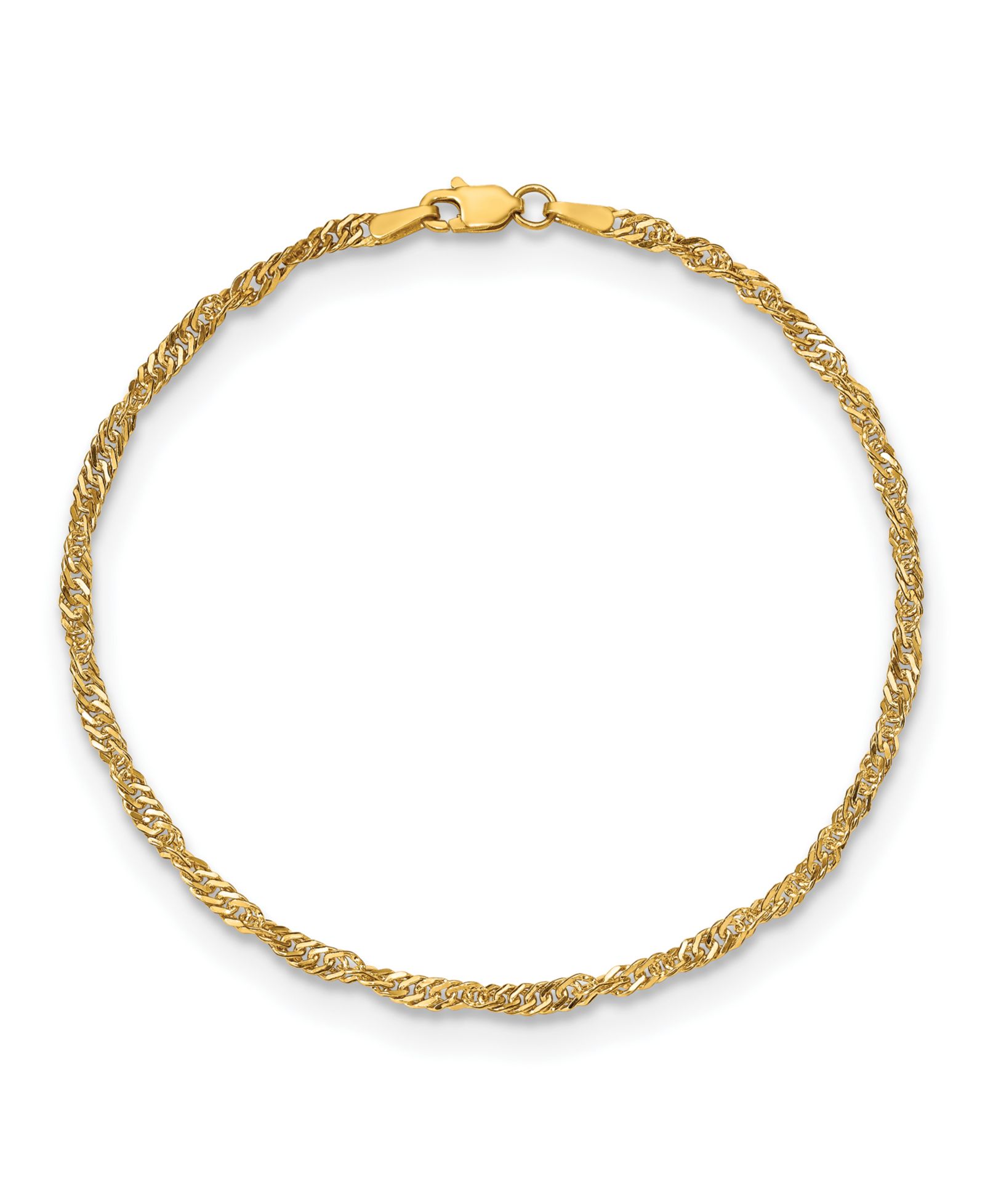Браслет на ногу Singapore из желтого золота 14k