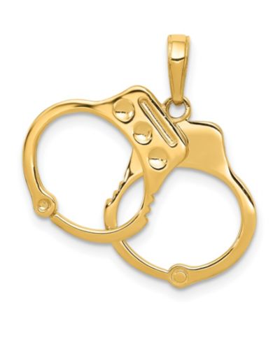 Подвеска в виде наручников из желтого золота 14k