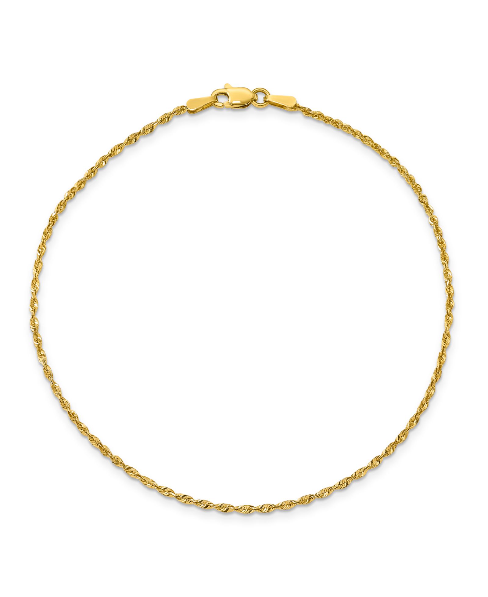 Rope Chain Anklet in 14k Yellow Gold