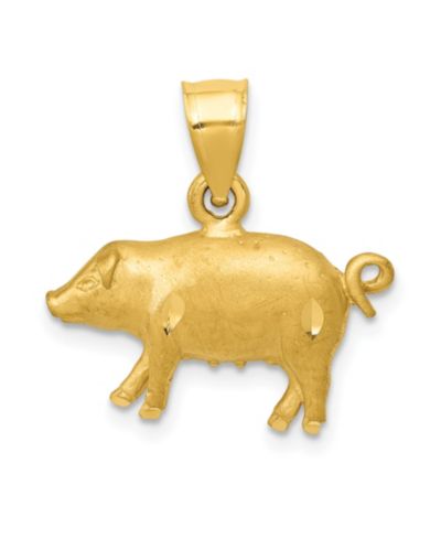 Подвеска свинья из золота 14k