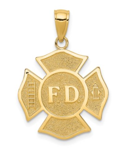 Подвеска-значок Fire Department из желтого золота 14k