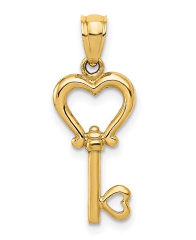 Подвеска-кулон Heart Key в желтом золоте 14k